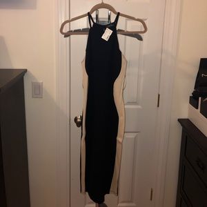New black midi dress with beige sides